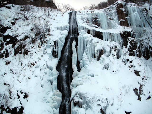 雪景色 北海道　道北 オロロンライン 雄冬海岸 白銀の滝